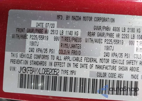 2020 Mazda Cx-5 Grand Touring Reserve from USA, damaged, VIN JM3KFBAYXL0852052